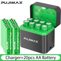 PUJIMAX AA Smart Charging Compartment 8 Slot 1.5V 4255mWh Lithium Battery Rechargeable Charger Set Large Capacity