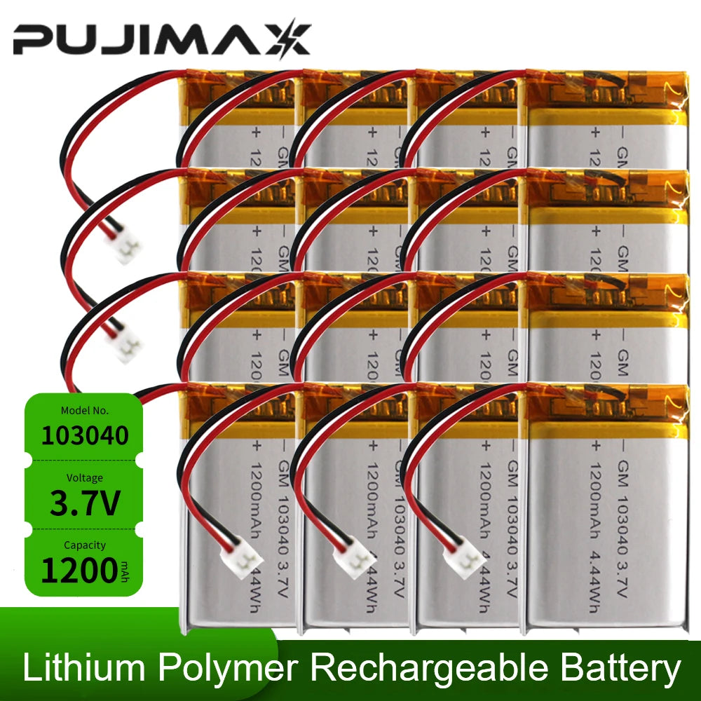 103040 3.7V 1200mAh Polymer Lithium Rechargeable Battery for GPS Navigator MP3/4/5 Bluetooth Headset PS4 Batteries Diy Tools