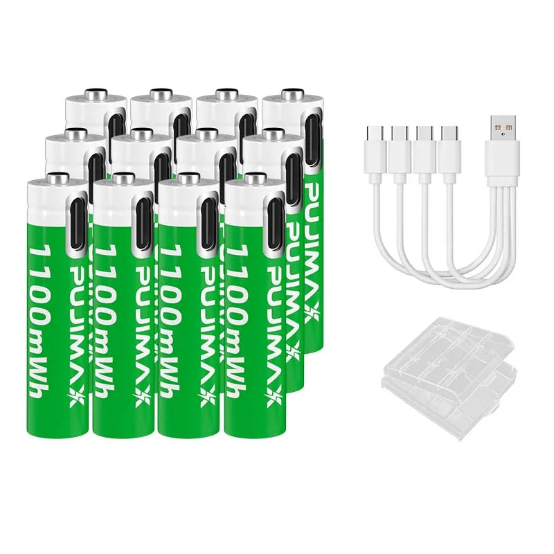 PUJIMAX AAA 1.5V 1100mWh Type-C Rechargeable Lithium Battery Fast charging  For Camera Remote Control  Microphone Toy Keyboard