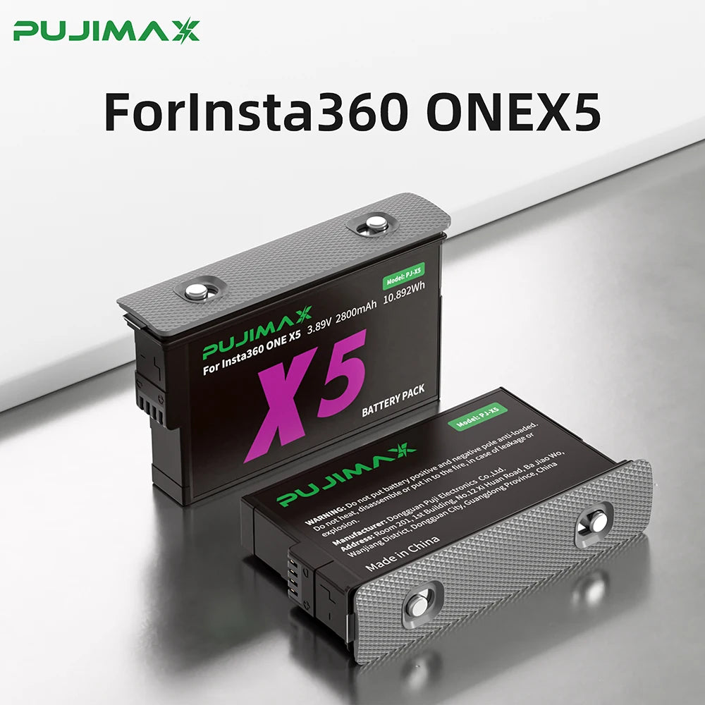 PUJIMAX 2800mAh Rechargeable Battery For Insta360 X5 2 Card Slot PD Battery Charger for Insta 360 ONE X5 Batteries Accessories
