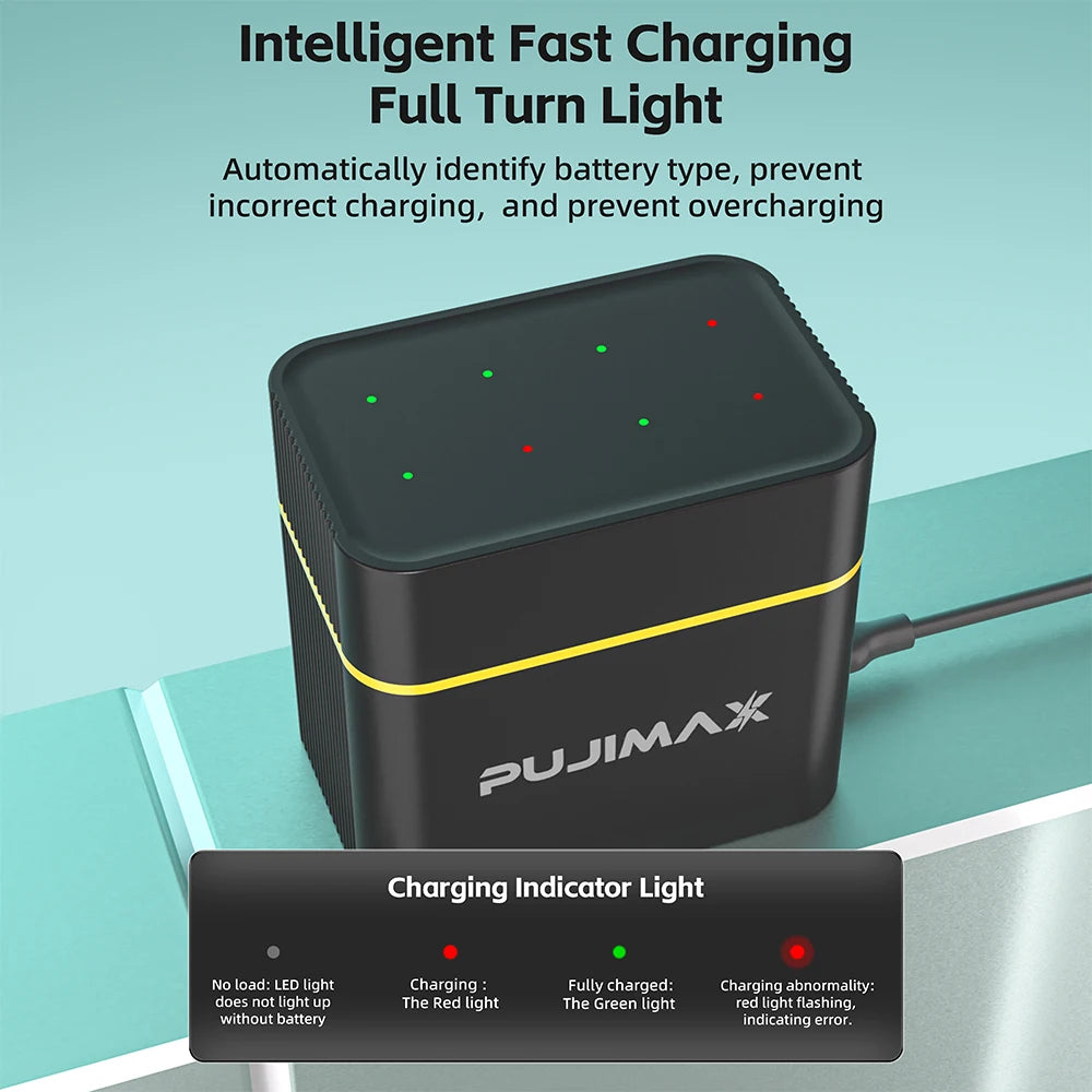 PUJIMAX 8-Slots Battery Smart Charger For 1.5V AAA/AA 1100mWh 4255mWh  Rechargeable Lithium Batteries Intelligent Fast  Charger