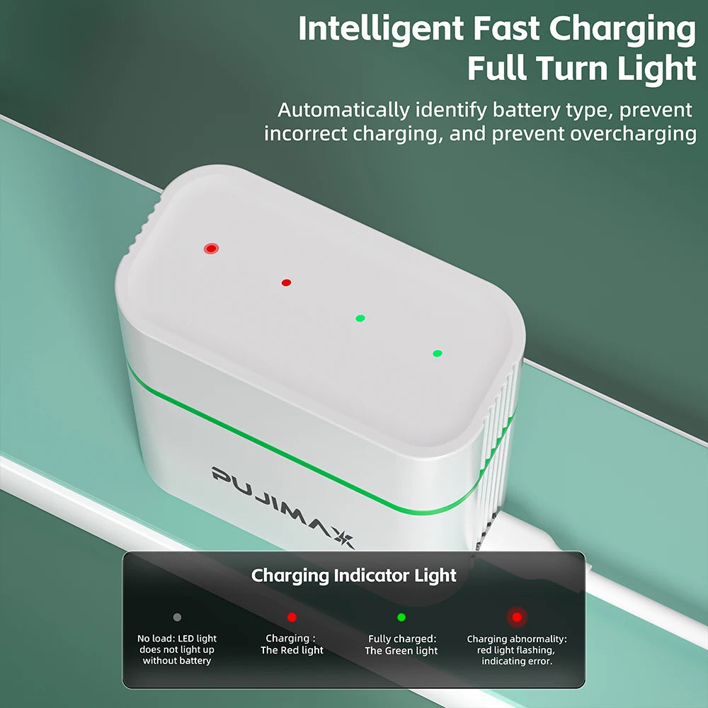 PUJIMAX Rechargeable Ni-MH Battery AAA 1100mAh Ni-MH Battery Original Smart Battery Charger With USB Cable For Gamepad GPS Toys