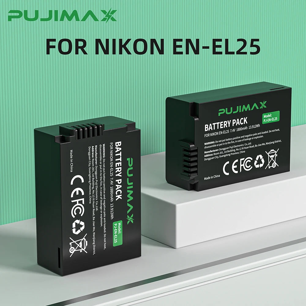 PUJIMAX EN-EL25 EN-EL25a ENEL25 1880mAh Rechargeable Li-ion Battery for Nikon Z50 Z30 ZFC Mirrorless Digital Cameras Batteries