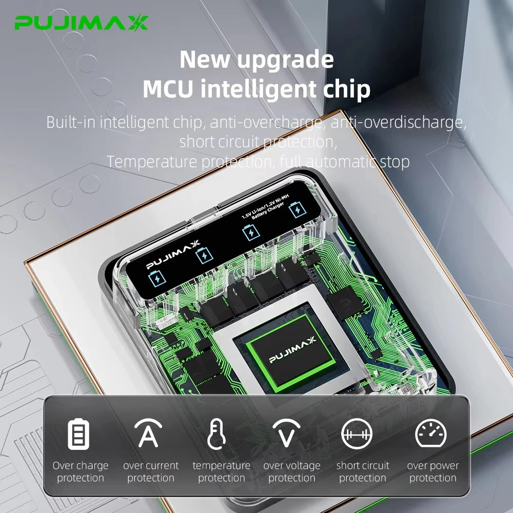 PUJIMAX AA/AAA 1.5V Li-ion Rechargeable Battery Charger 4255mWh/1100mWh Lithium Rechargeable Batteries For Remote Control Toy