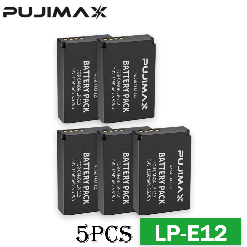 PUJIMAX LP-E12 LP E12 LPE12 Battery for Canon EOS M10,M50, EOS M100,M200 100D Kiss X7 Rebel SL1 Digital Camera Battery 1150mAh