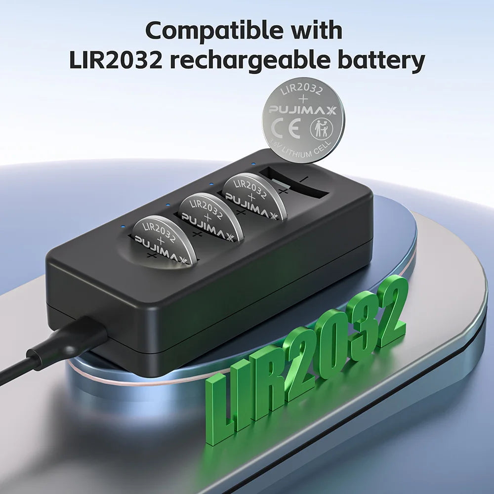 PUJIMAX High Quality Universal USB Interface 4-Slot Charger for LIR220 LIR1632 LIR2032 LIR2025 LIR2016 LIR2450 Button Battery