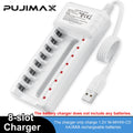 PUJIMAX AA/AAA Battery Charger 8/4Slot Intelligent LED Indicator USB Charger for Ni-MH/Ni-Cd Rechargeable AA/AAA Battery Charger