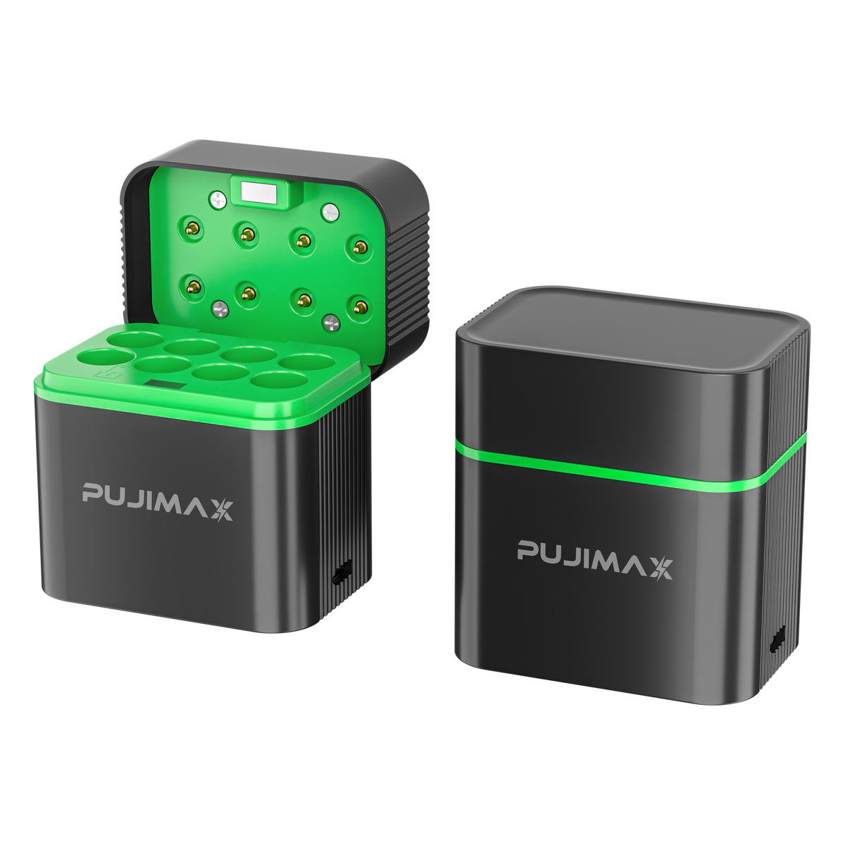 PUJIMAX PJ-L810 charger shown open and closed, two views of the same charger