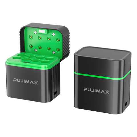 PUJIMAX PJ-L810 charger shown open and closed, two views of the same charger