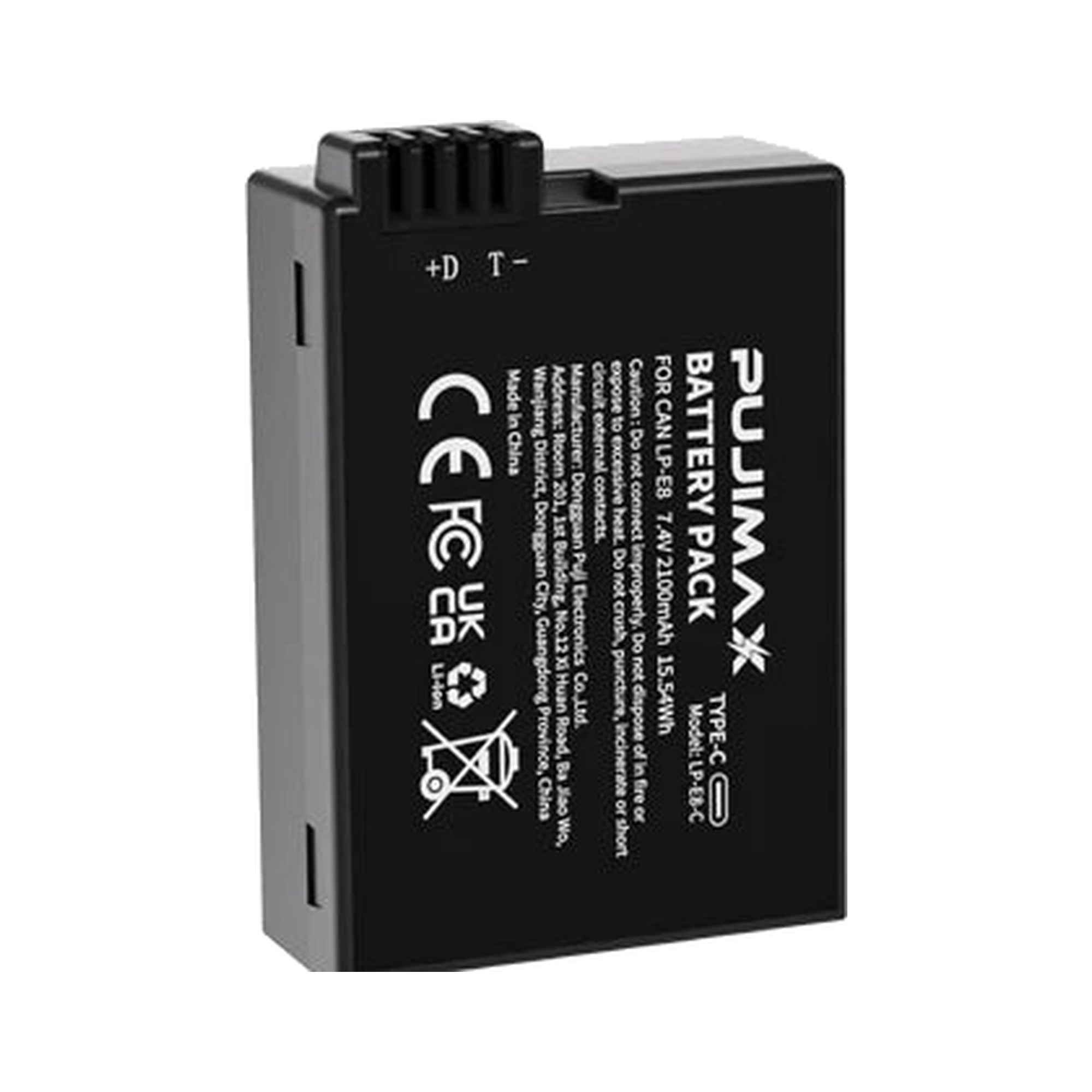 PUJIMAX LP-E8-C 7.4V 2100mAh Li-ion USB-C Camera Battery for Canon LP-E8