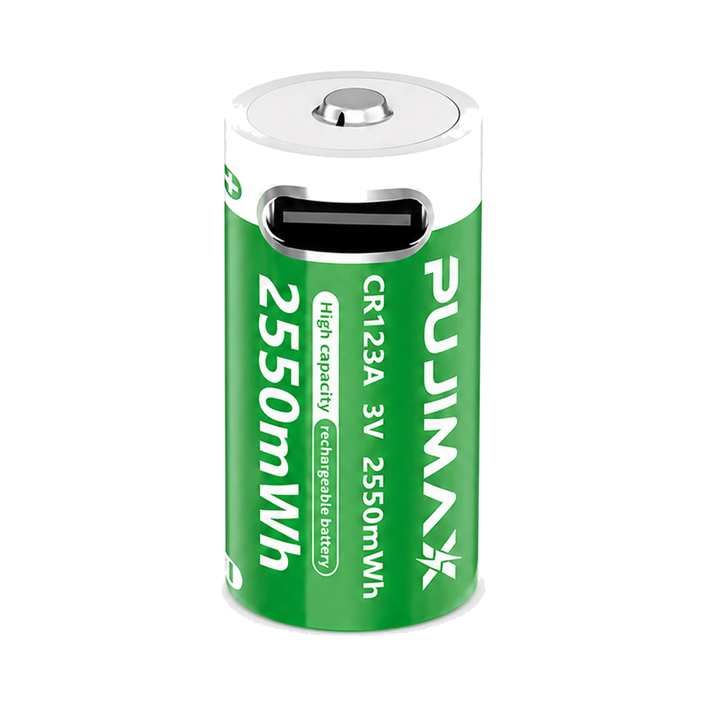 PUJIMAX CR123A 3V 2550mWh Li-ion USB-C Rechargeable Battery