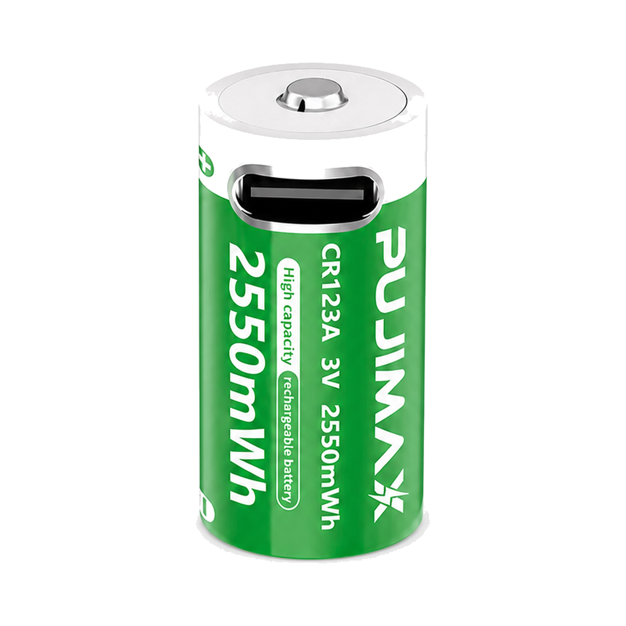 PUJIMAX CR123A 3V 2550mWh Li-ion USB-C Rechargeable Battery