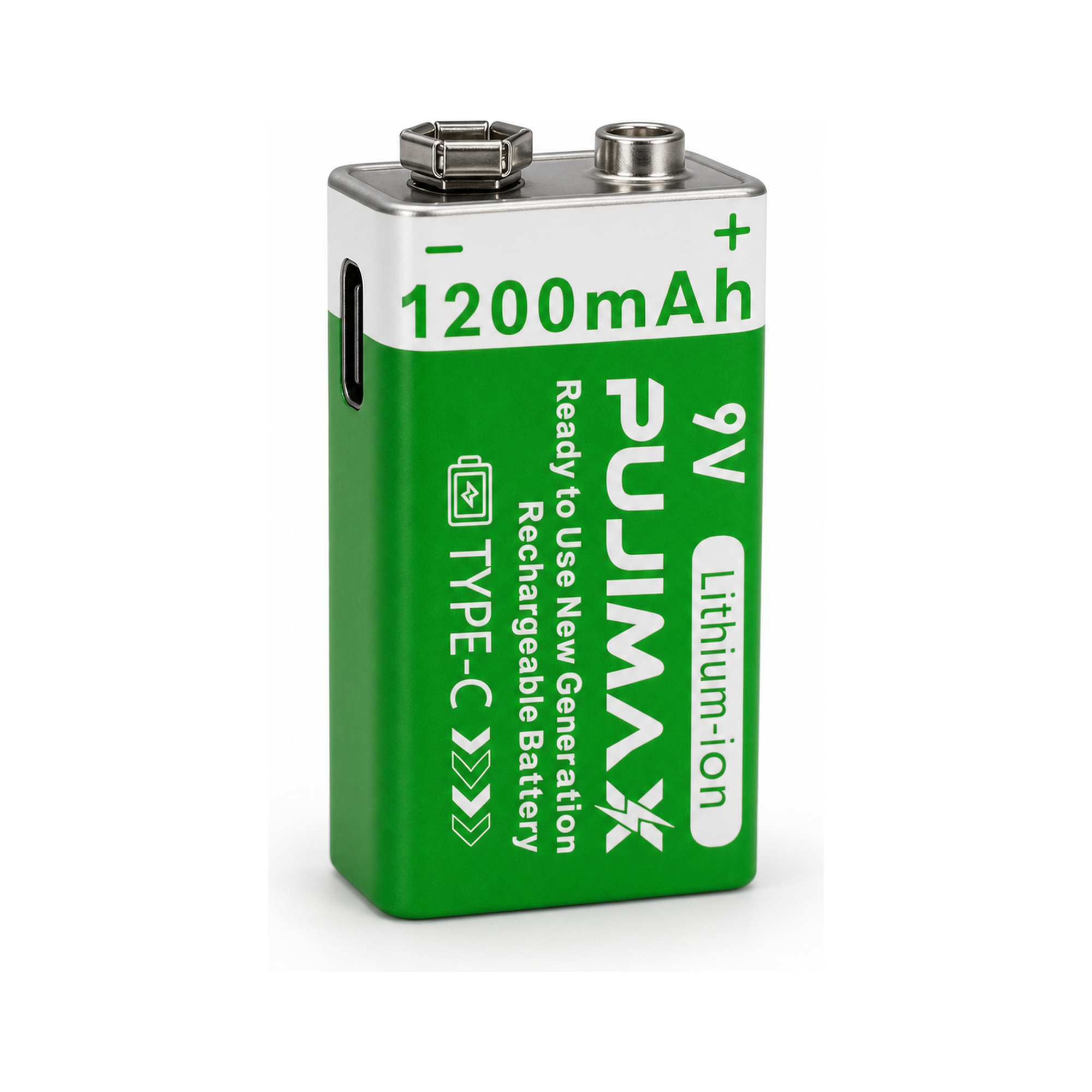 PUJIMAX 9V 1200mAh Li-ion USB-C Rechargeable Battery