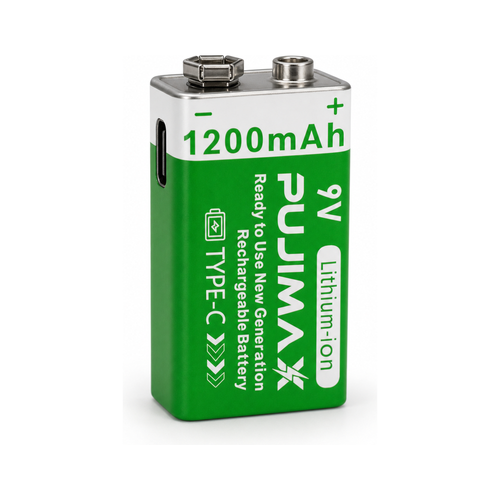PUJIMAX 9V 1200mAh Li-ion USB-C Rechargeable Battery