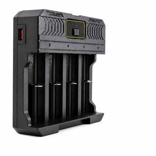 PUJIMAX 4-Slot USB-C Cylindrical-Cell Battery Charger