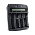 PUJIMAX 4-Slot LCD USB-C Cylindrical-Battery Charger