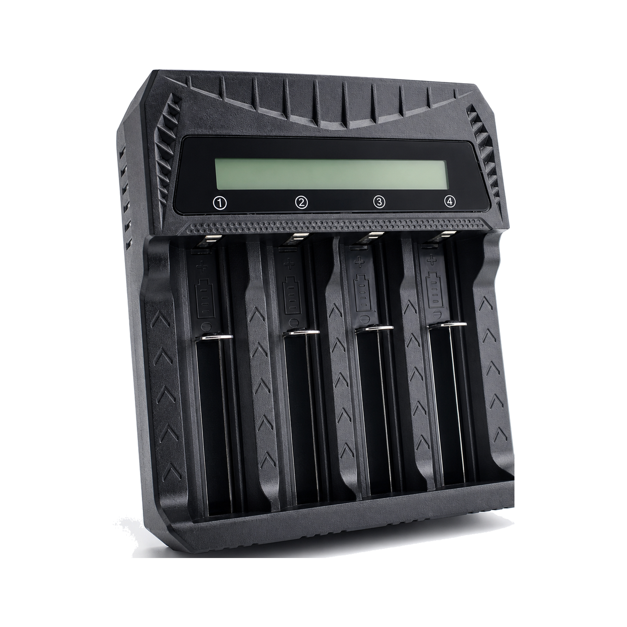 PUJIMAX 4-Slot LCD USB-C Cylindrical-Battery Charger