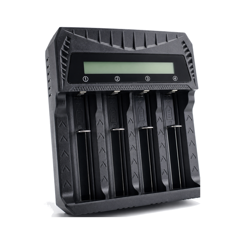 PUJIMAX 4-Slot LCD USB-C Cylindrical-Battery Charger