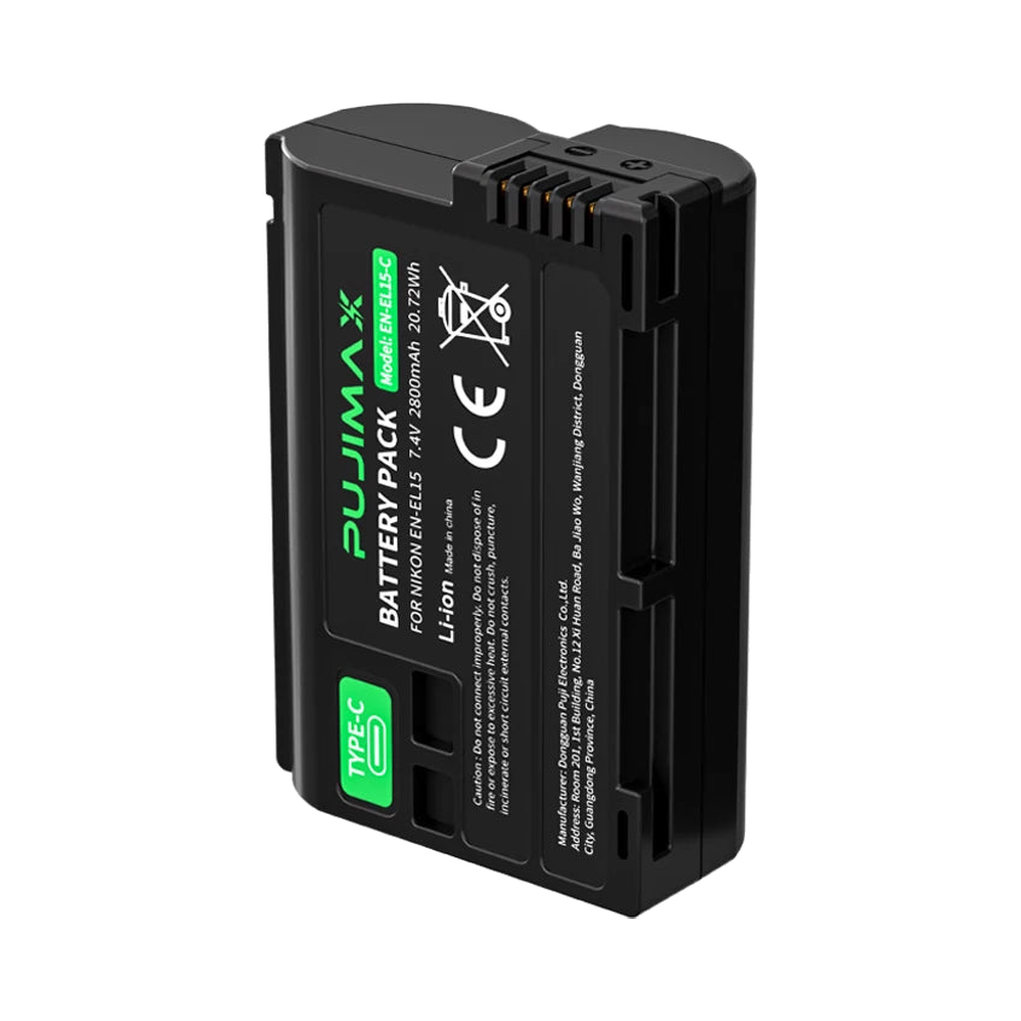PUJIMAX EN-EL15-C 7.4V 2800mAh Li-ion USB-C Rechargeable Battery