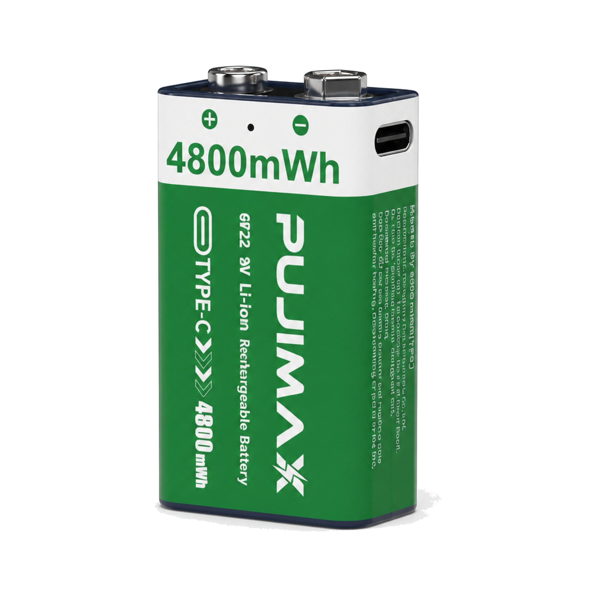 PUJIMAX 9V 4800mWh Li-ion USB-C Rechargeable Battery