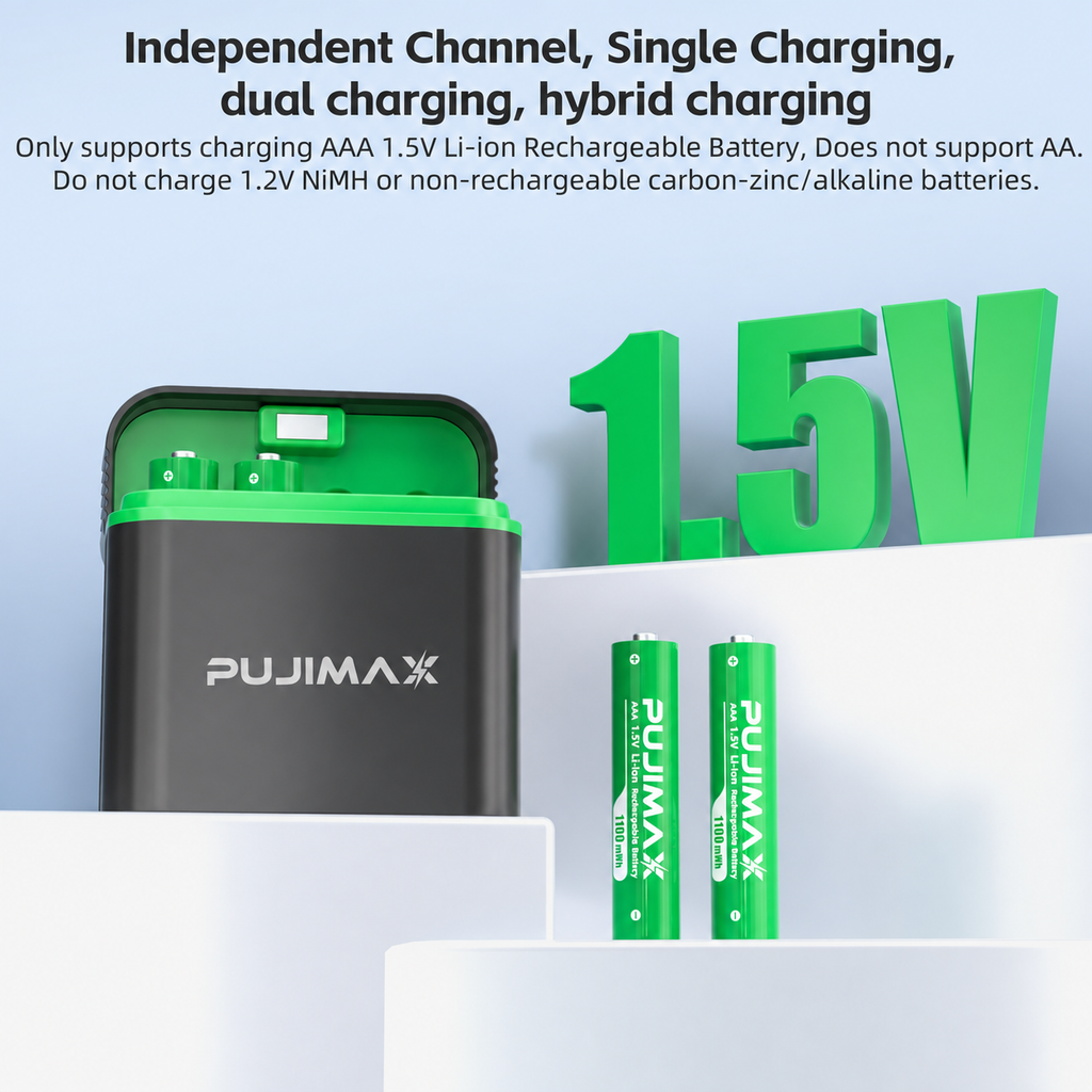 PUJIMAX PJ-L410 charging slots and battery compatibility