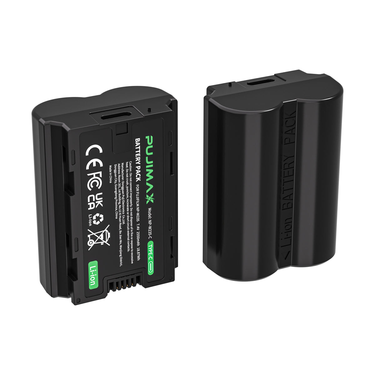 PUJIMAX NP-W235-C battery exterior and contacts