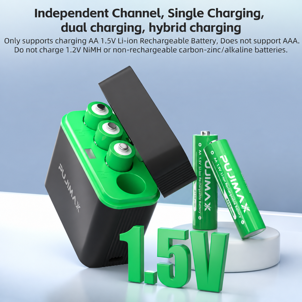 PUJIMAX PJ-L411 charging slots and battery compatibility