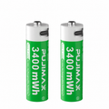 PUJIMAX AA 1.5V 3400mWh USB-C rechargeable Li-ion batteries, 2-pack on white background