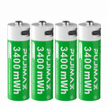 PUJIMAX AA 1.5V 3400mWh USB-C rechargeable Li-ion batteries, 4-pack on white background
