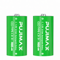 PUJIMAX C 1.5V 7400mWh USB-C rechargeable Li-ion batteries, 2-pack on white background