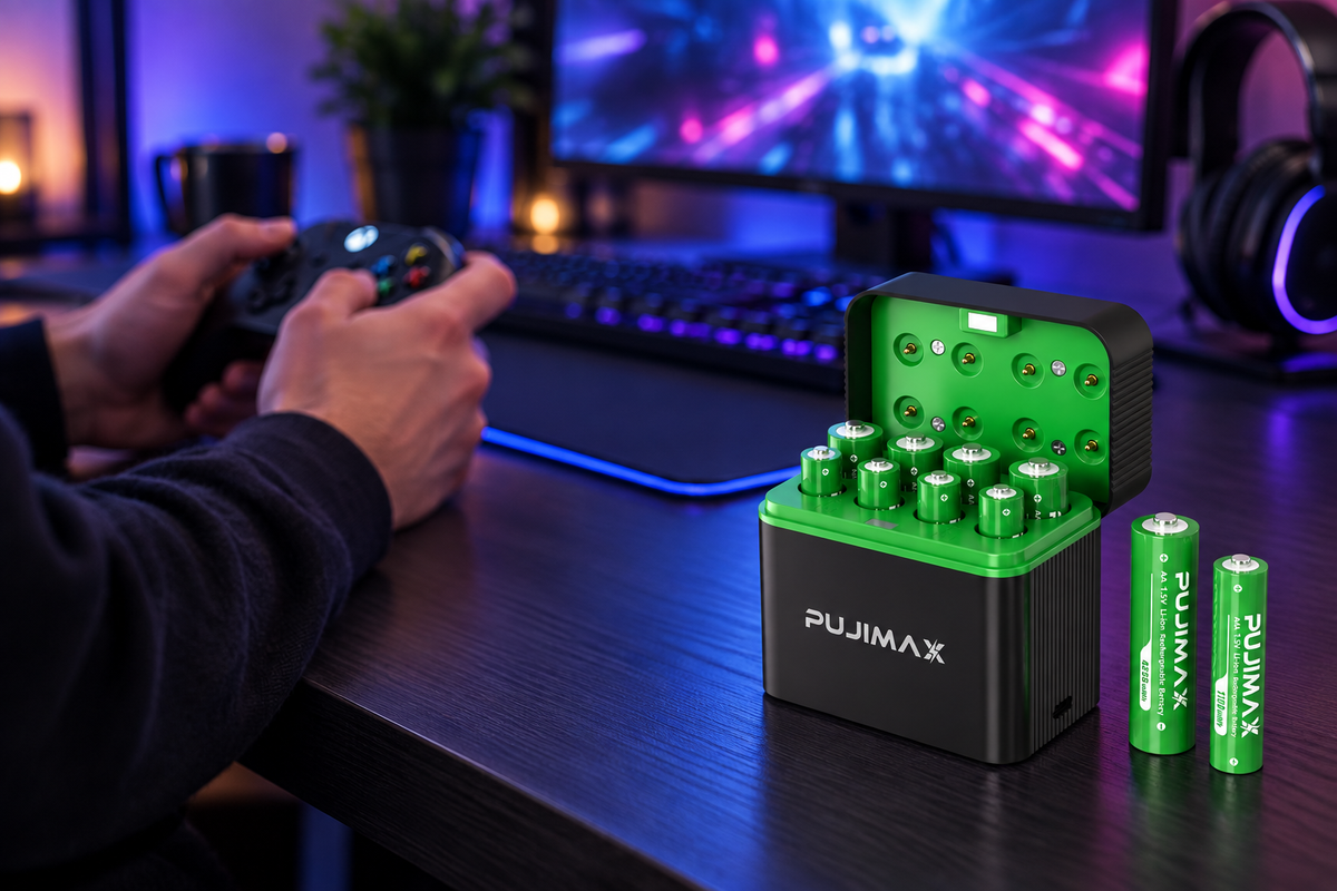 Rechargeable power at a gaming desk