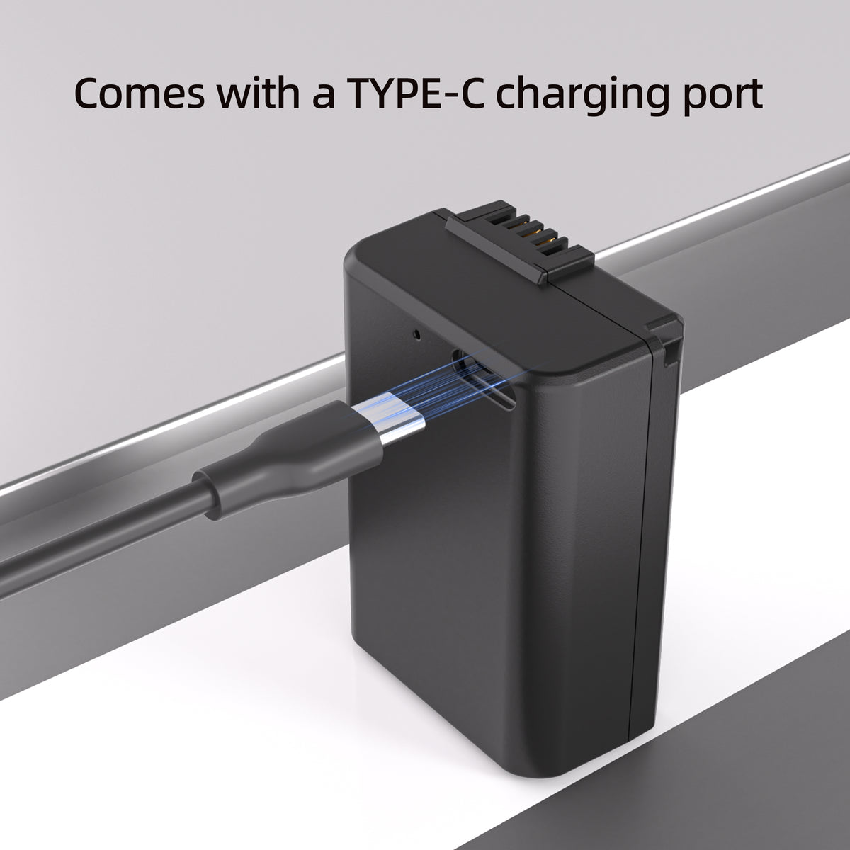 USB-C charging port on the PUJIMAX NP-FW50-C camera battery